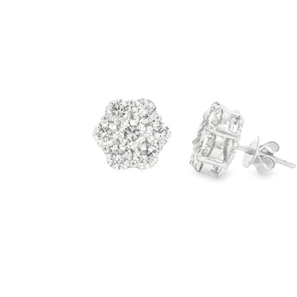14kt White Gold Flower Earring