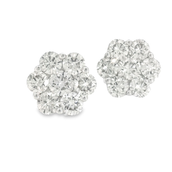 14kt White Gold Flower Earring