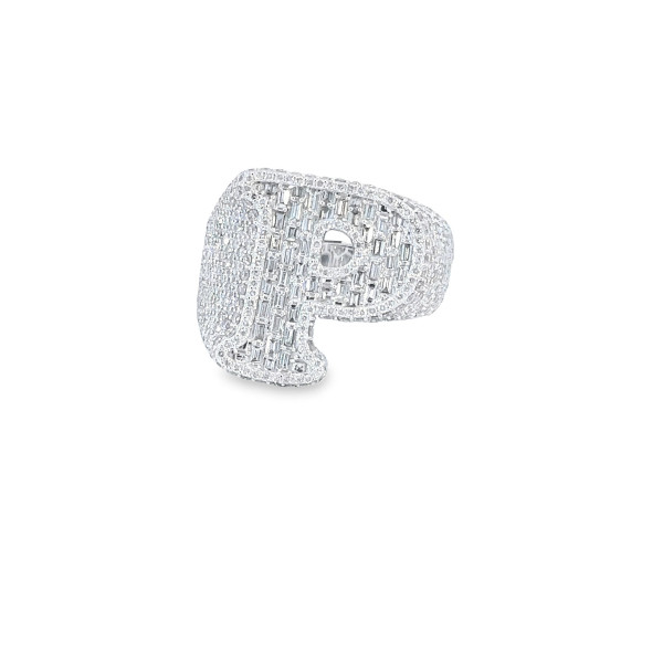 14kt Letter P Diamond Ring